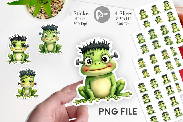 Frankenstein Frog Sticker Sublimation artnoy 