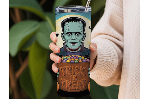 Frankenstein Halloween Candy 20oz Sublimation DesignSVG 