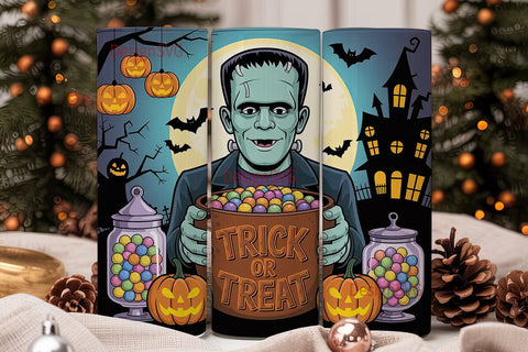 Frankenstein Halloween Candy 20oz Sublimation DesignSVG 