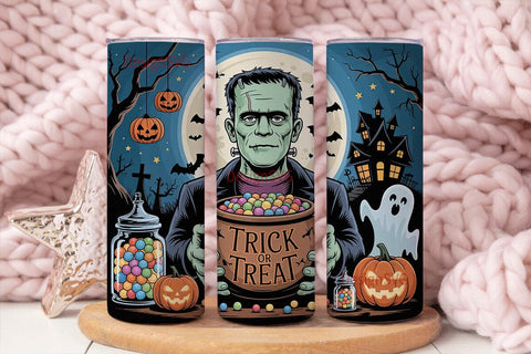 Frankenstein Halloween Candy 20oz Sublimation DesignSVG 