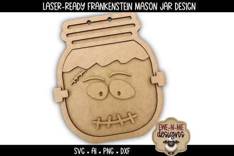Frankenstein Halloween Door Hanger SVG | Laser Cut File SVG Ewe-N-Me Designs 