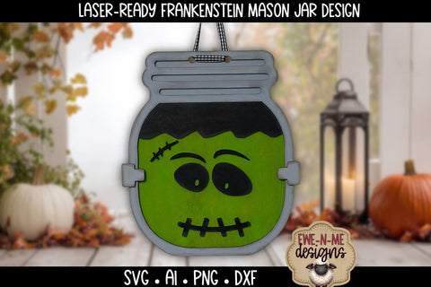 Frankenstein Halloween Door Hanger SVG | Laser Cut File SVG Ewe-N-Me Designs 