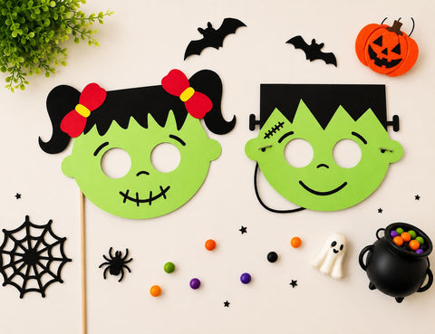 Frankenstein Mask SVG Bundle - 3D Layered Halloween Costume for Kids - Cute Monster Photo Booth Props Cut File SVG DreamingSVG 
