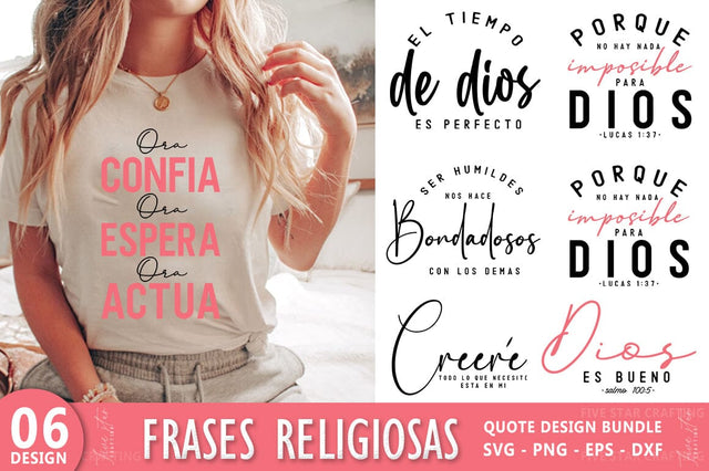 Frases Religiosas SVG, Spanish Quote T-shirt Bundle SVG FiveStarCrafting 