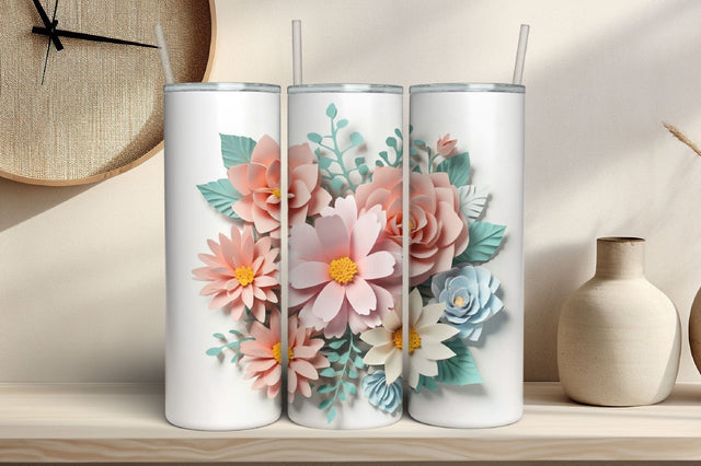 Free 3D Flowers Tumbler Wrap Design 3D Paper Rupkotha 