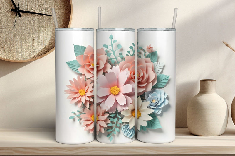 Free 3D Flowers Tumbler Wrap Design 3D Paper Rupkotha 