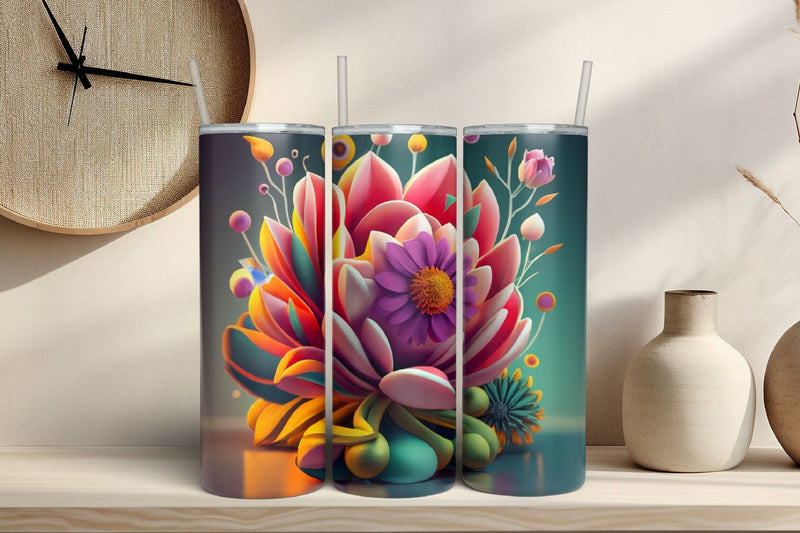 Free 3D Flowers Tumbler Wrap Design 3D Paper Rupkotha 