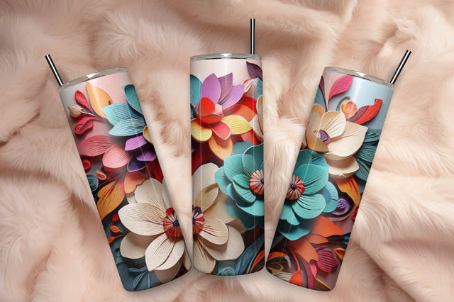 Free 3D Flowers Tumbler Wrap Design 3D Paper Rupkotha 