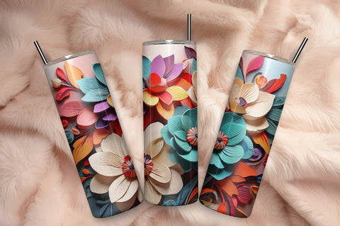 Free 3D Flowers Tumbler Wrap Design 3D Paper Rupkotha 