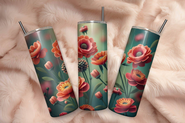 Free 3D Flowers Tumbler Wrap Design 3D Paper Rupkotha 