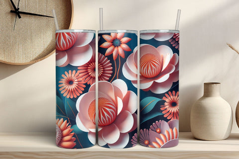 Free 3D Flowers Tumbler Wrap Design 3D Paper Rupkotha 