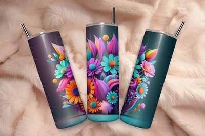 Free 3D Flowers Tumbler Wrap Design 3D Paper Rupkotha 
