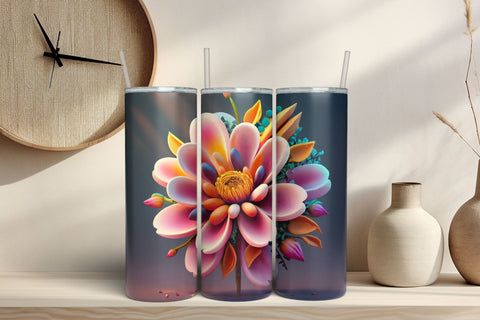 Free 3D Flowers Tumbler Wrap Design 3D Paper Rupkotha 