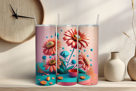 Free 3D Flowers Tumbler Wrap Design 3D Paper Rupkotha 