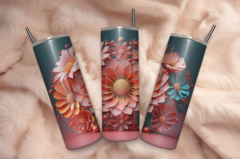 Free 3D Flowers Tumbler Wrap Design 3D Paper Rupkotha 