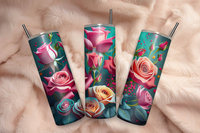 Free 3D Flowers Tumbler Wrap Design 3D Paper Rupkotha 