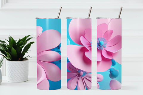 Free 3D Flowers Tumbler Wrap Design 3D Paper Rupkotha 