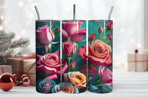 Free 3D Flowers Tumbler Wrap Design 3D Paper Rupkotha 