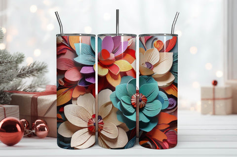 Free 3D Flowers Tumbler Wrap Design 3D Paper Rupkotha 