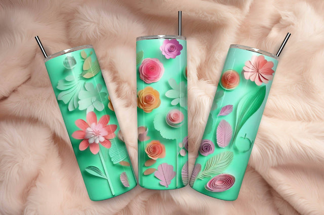 Free 3D Flowers Tumbler Wrap Design 3D Paper Rupkotha 