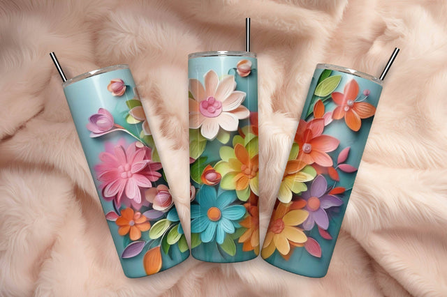 Free 3D Flowers Tumbler Wrap Design 3D Paper Rupkotha 