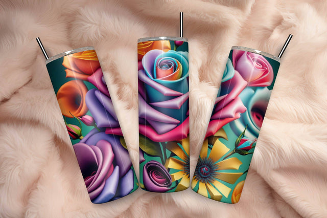 Free 3D Flowers Tumbler Wrap Design 3D Paper Rupkotha 