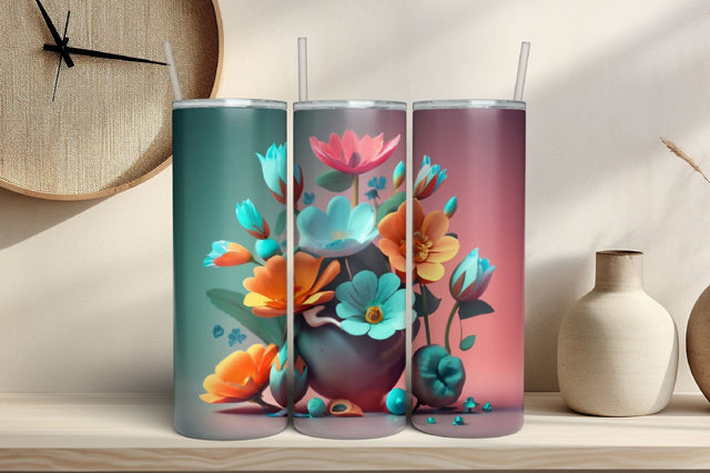 Free 3D Flowers Tumbler Wrap Design 3D Paper Rupkotha 