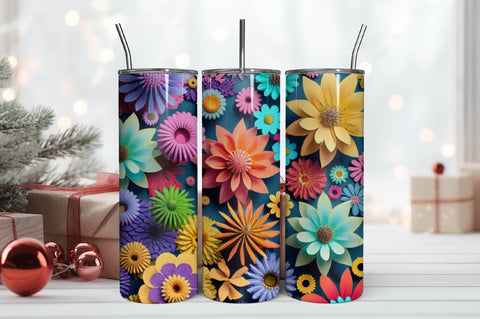 Free 3D Flowers Tumbler Wrap Design 3D Paper Rupkotha 