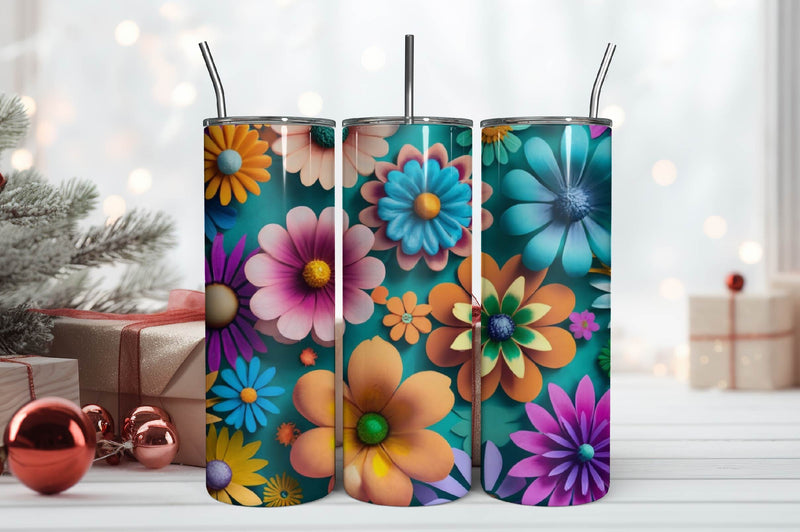 Free 3D Flowers Tumbler Wrap Design 3D Paper Rupkotha 
