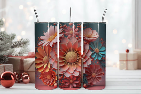 Free 3D Flowers Tumbler Wrap Design 3D Paper Rupkotha 