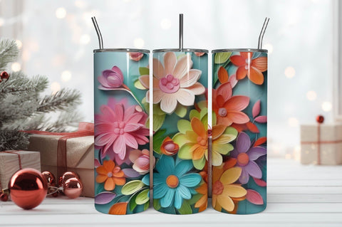 Free 3D Flowers Tumbler Wrap Design 3D Paper Rupkotha 