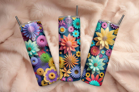 Free 3D Flowers Tumbler Wrap Design 3D Paper Rupkotha 