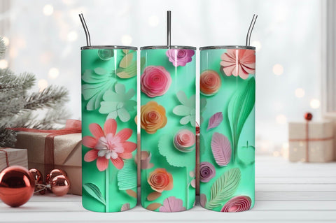 Free 3D Flowers Tumbler Wrap Design 3D Paper Rupkotha 