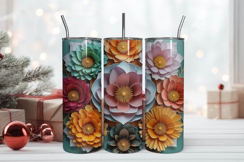 Free 3D Flowers Tumbler Wrap Design 3D Paper Rupkotha 