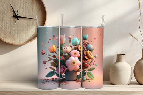 Free 3D Flowers Tumbler Wrap Design 3D Paper Rupkotha 