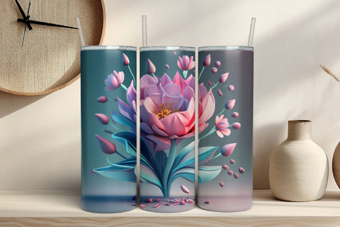 Free 3D Flowers Tumbler Wrap Design 3D Paper Rupkotha 