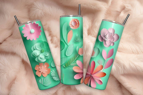 Free 3D Flowers Tumbler Wrap Design 3D Paper Rupkotha 
