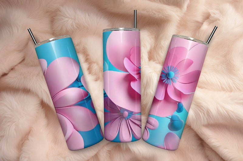 Free 3D Flowers Tumbler Wrap Design 3D Paper Rupkotha 