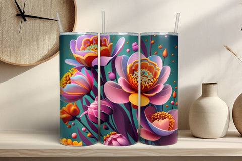 Free 3D Flowers Tumbler Wrap Design 3D Paper Rupkotha 