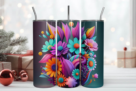 Free 3D Flowers Tumbler Wrap Design 3D Paper Rupkotha 