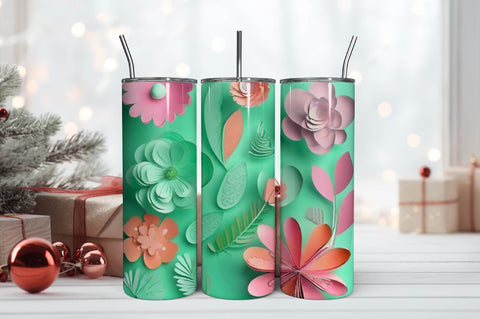 Free 3D Flowers Tumbler Wrap Design 3D Paper Rupkotha 