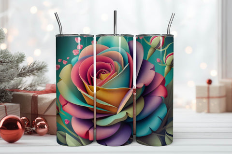 Free 3D Flowers Tumbler Wrap Design 3D Paper Rupkotha 