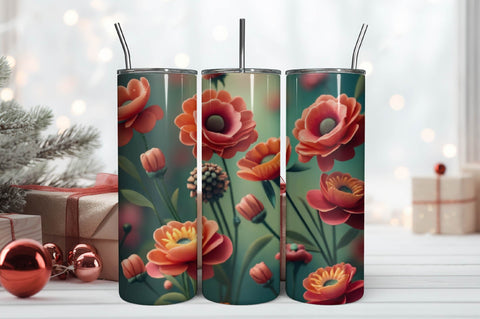 Free 3D Flowers Tumbler Wrap Design 3D Paper Rupkotha 