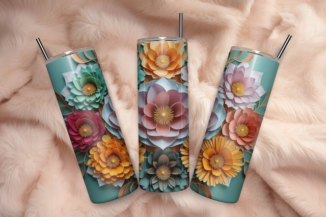 Free 3D Flowers Tumbler Wrap Design 3D Paper Rupkotha 