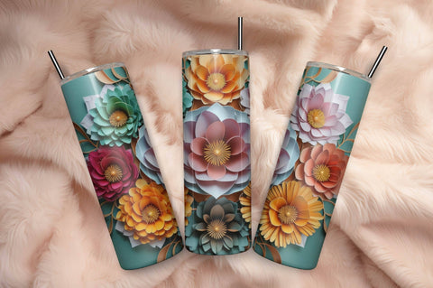 Free 3D Flowers Tumbler Wrap Design 3D Paper Rupkotha 