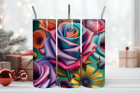 Free 3D Flowers Tumbler Wrap Design 3D Paper Rupkotha 