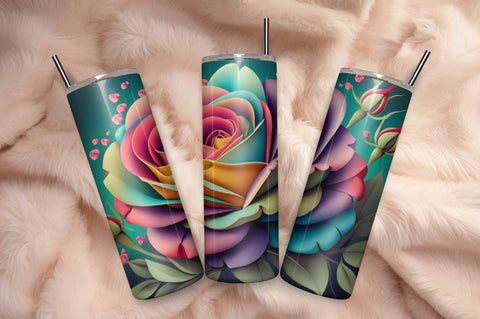 Free 3D Flowers Tumbler Wrap Design 3D Paper Rupkotha 