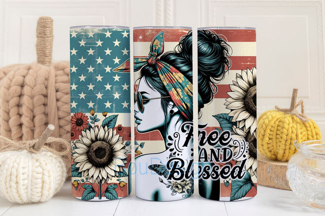 Free and Blessed 20oz Skinny Tumbler Wrap, Mental Health Awareness Tumbler Design, Inspiration Tumbler PNG, Motivation Tumbler Wrap PNG Sublimation BouDesign 
