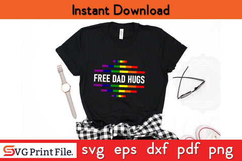 Free Dad Hugs Father's Day SVG PNG Craft Cut File Funny Fathers Day Quotes SVG PNG T-shirt Design SVG SVG Print File 