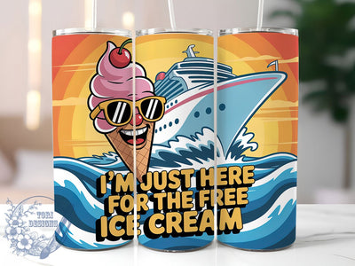 Free Ice Cream 20oz Tumbler, Funny Cruise Wrap, Vacation Humor Design, Nautical Sublimation Wrap, Cruise Ship Theme, 20oz Tumbler Design, PNG Tumbler Wrap Sublimation ToriDesigns 